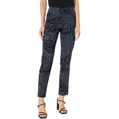 colorful pants with a swirly print from Krazy Larry; the pants are machine washable dress pants and a pull-on style