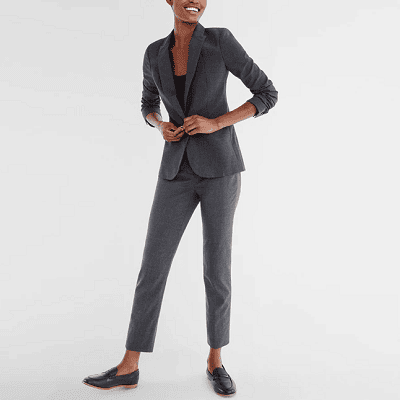 charcoal gray pants suit