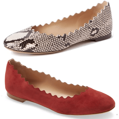 collage of 2 flats with scalloped edges