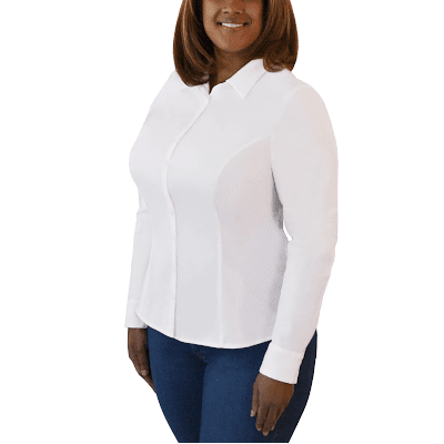 white blouse for busty women