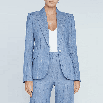 stripey light blue cotton pant suit