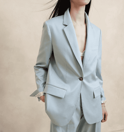 light blue pant suit