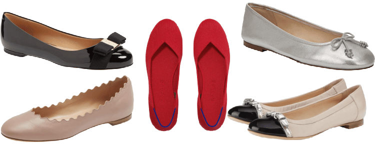 collage of 5 ballet flats